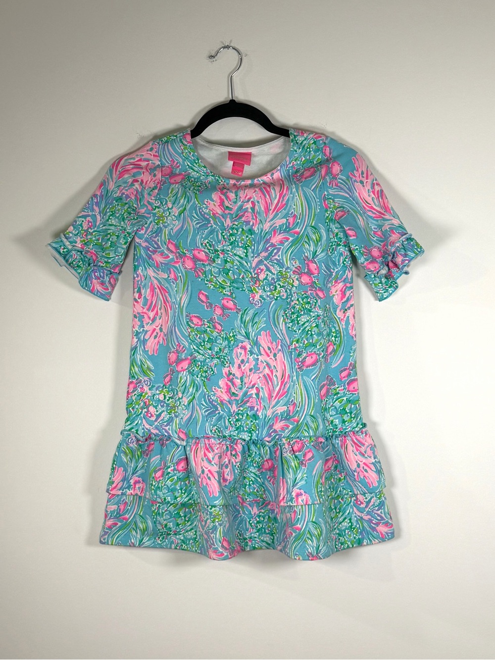 Lilly Pulitzer Girls' Pink & Aqua Floral Ruffle Dress
